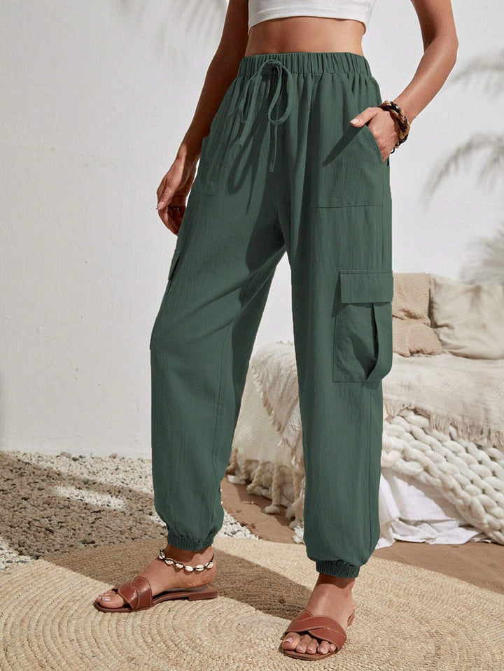 Damen Cargo-Jogginghose mit elastischem Bund, Kordelzug und aufgesetzten Taschen Drune