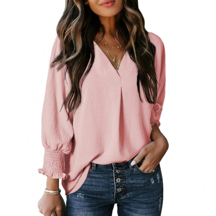 Damen luftige Tunika mit weitem Schnitt und eleganten Puffärmeln Drune