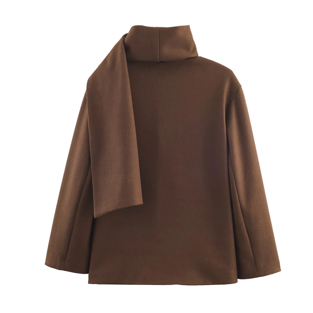 Damen nan boxy Wollmix-Jacke mit voluminösem Schlauchkragen und aufgesetzter Fronttasche Drune