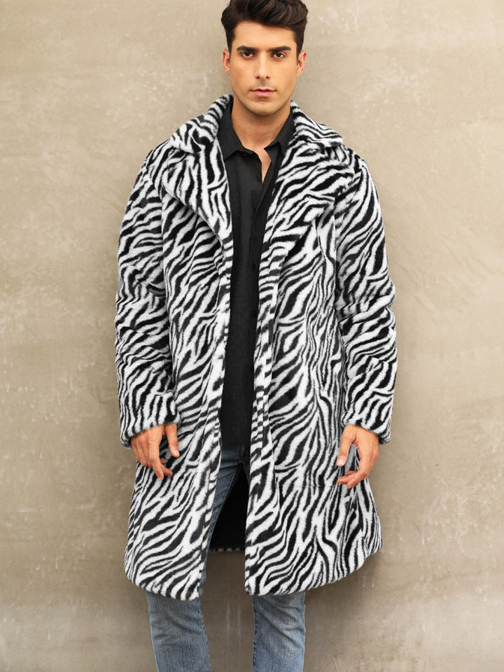 Herren Modischer und bequemer Zebra-Fellmantel Drune