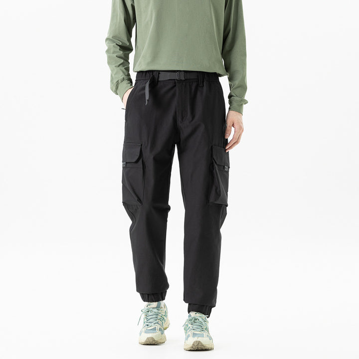 Herren Leichte Outdoor‑Cargohose im Joggerstil mit integriertem Webgurt und elastischen Knöcheln Drune