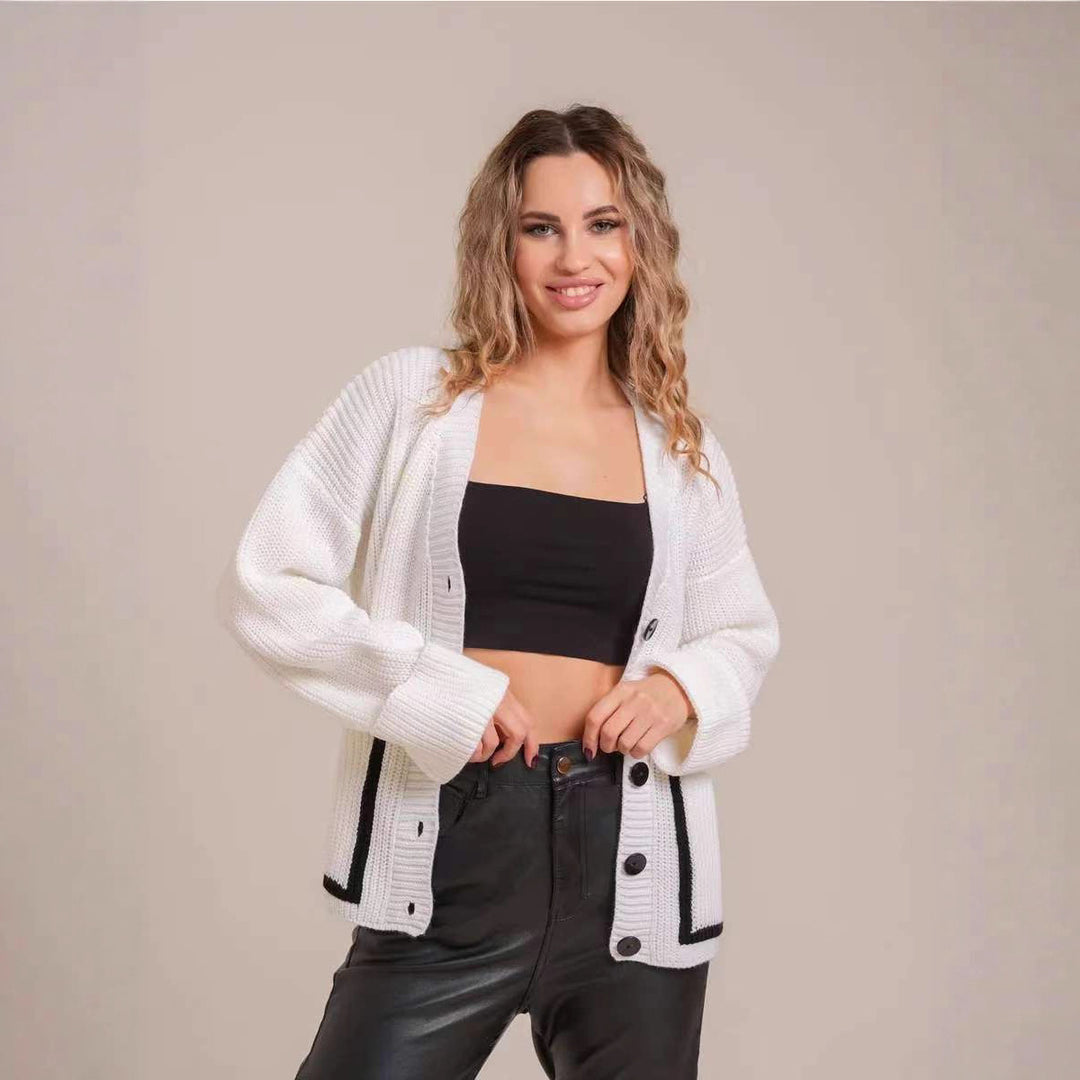 Damen Strickcardigan mit kontrastierenden Knopfdetails und strukturiertem Design Drune