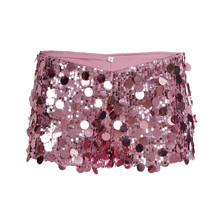 Damen funkelnder Glitzerrock mit Paillettenbesatz und schwingendem Schnitt Drune