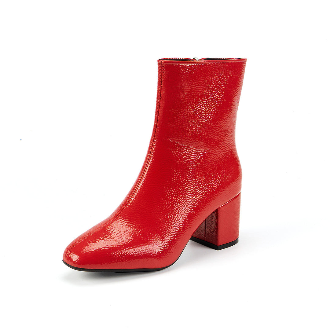 Damen Elegante Hochglanz Overkneestiefel Drune