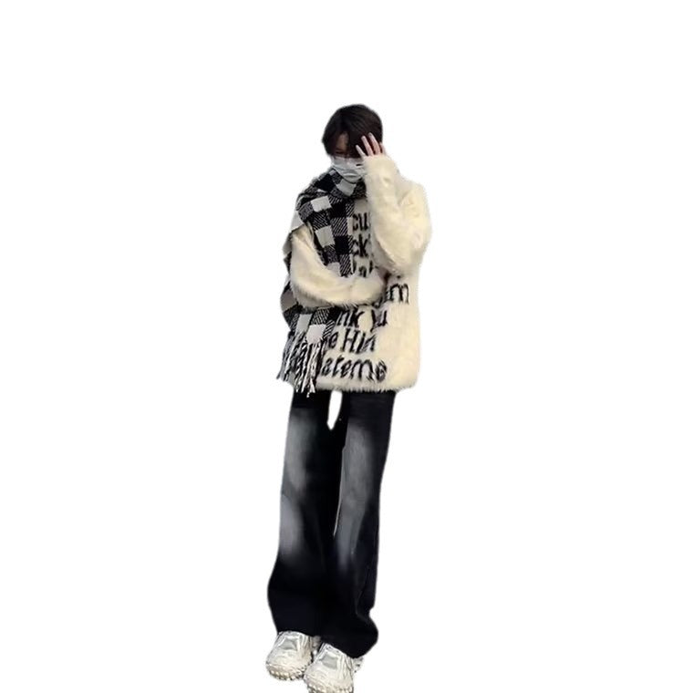 Unisex Oversized Pullover mit kreativem Schriftzug Drune