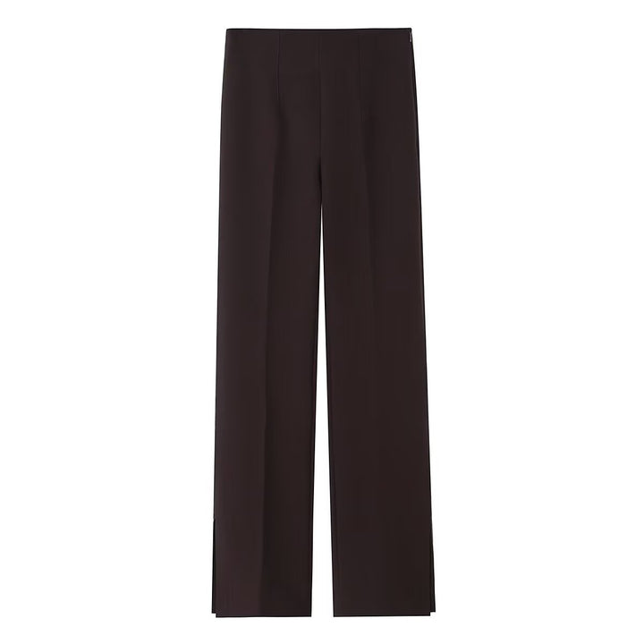 Damen Weite High‑Waist‑Hose mit Bundfalte und seitlichen Beinschlitzen Drune