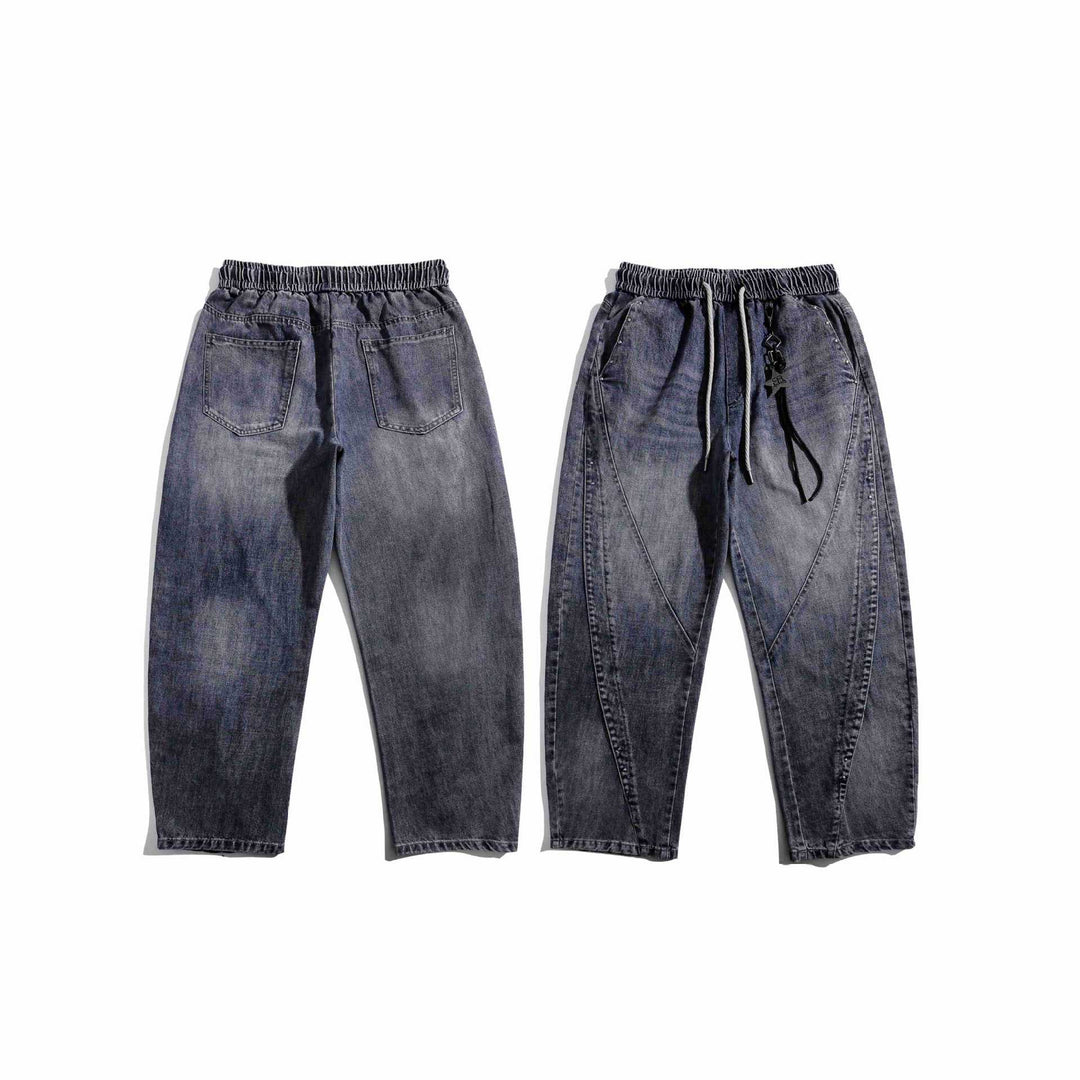 Damen Jeans-Jogger mit elastischem Bund, Ziernähten und Karabiner‑Detail Drune