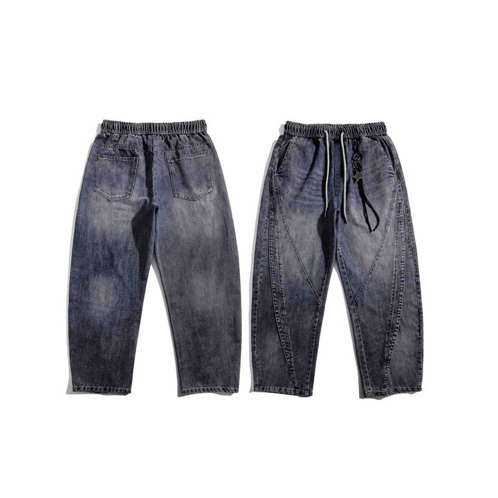 Damen Jeans-Jogger mit elastischem Bund, Ziernähten und Karabiner‑Detail Drune