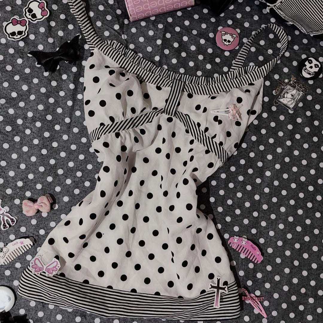 Damen Charmantes Polka-Dots Top Drune