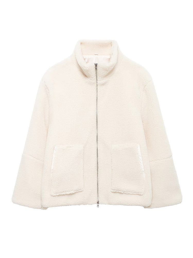 Damen modische Fleecejacke mit praktischen Taschen und Stehkragen Drune