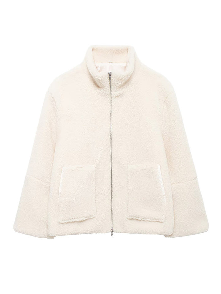Damen modische Fleecejacke mit praktischen Taschen und Stehkragen Drune