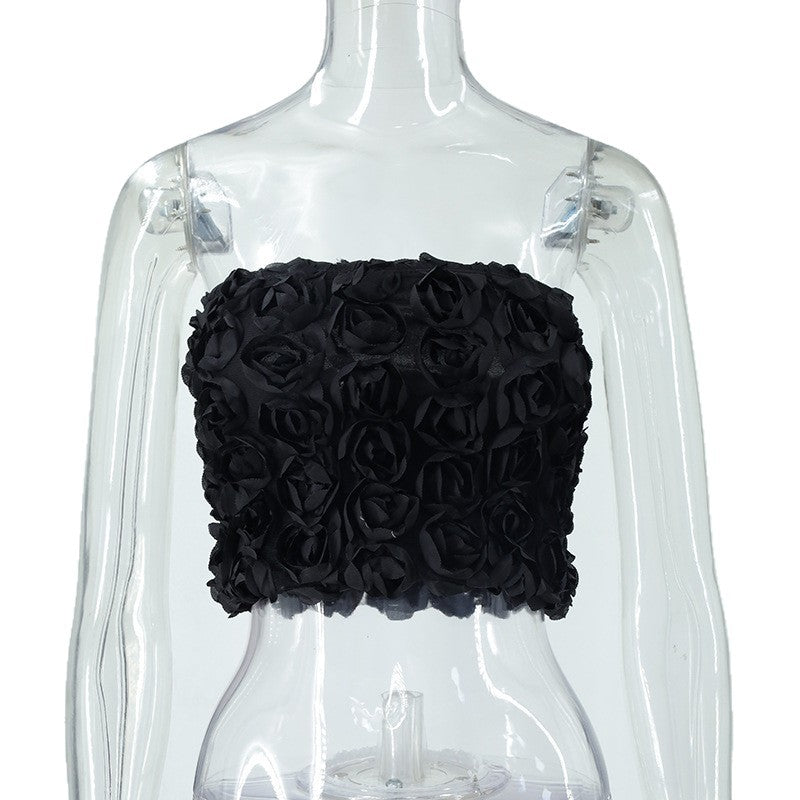 Damen Oberteil mit 3D-Rosenmuster Drune