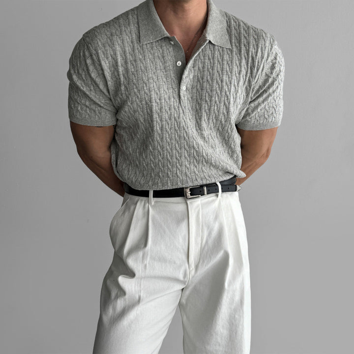 Herren Modisches Kurzarmstrickpoloshirt Drune