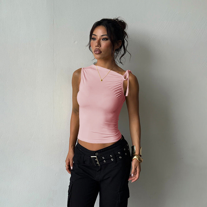 Damen Figurbetontes Top mit feinen Rüschendetails Drune