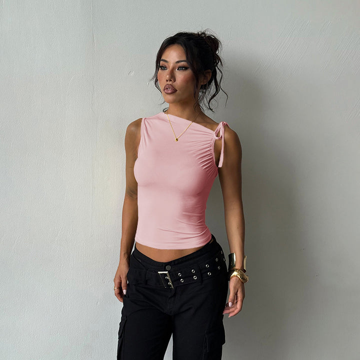Damen Figurbetontes Top mit feinen Rüschendetails Drune