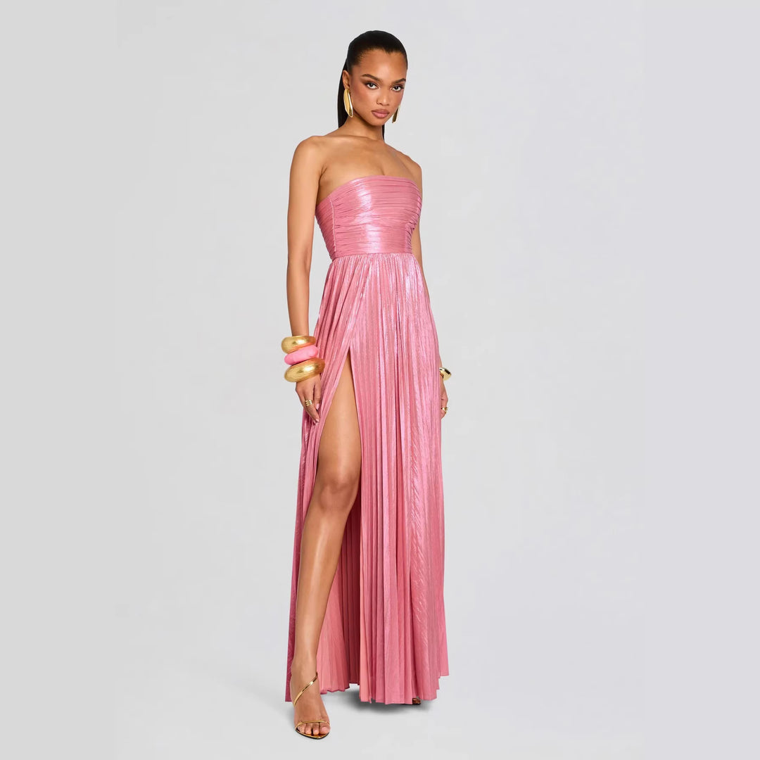 Damen Glamouröses Abendkleid mit Hochgeschlitzt und Plissee-Details Drune
