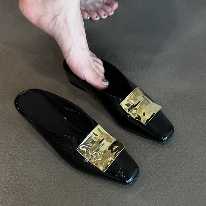 Damen elegante Mules mit modischer Schnalle Drune