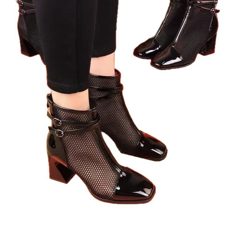 Damen Elegante Netz-Stiefeletten Drune
