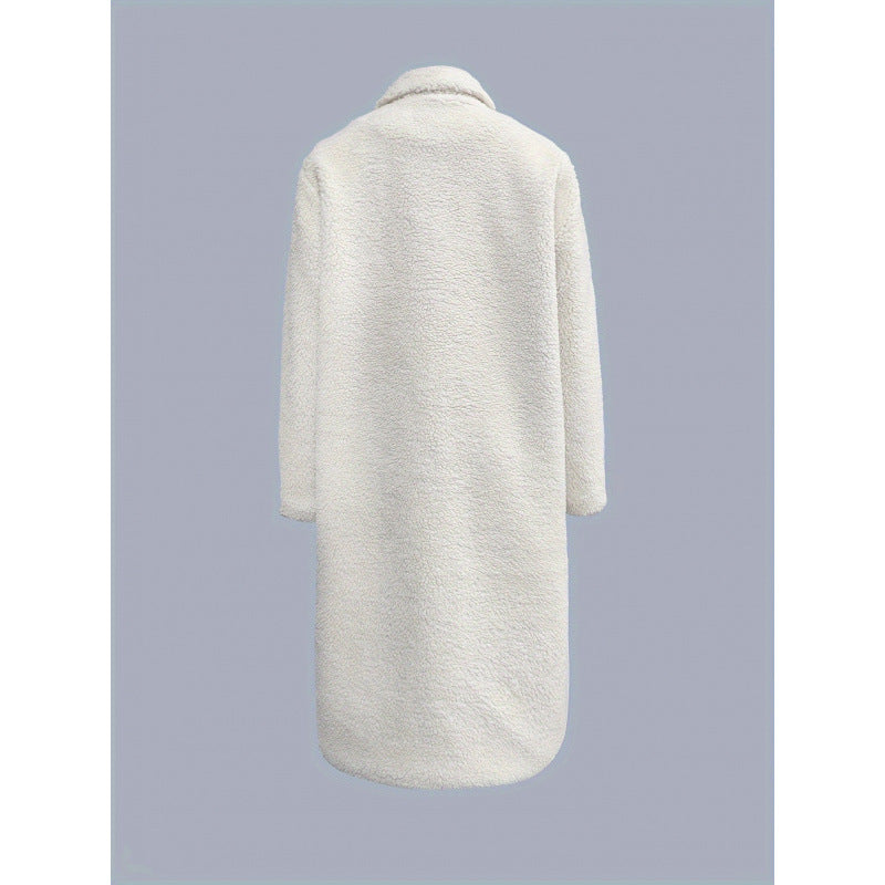 Damen Kuscheliger Fleece-Mantel mit Taschen und Knopfverschluss Drune