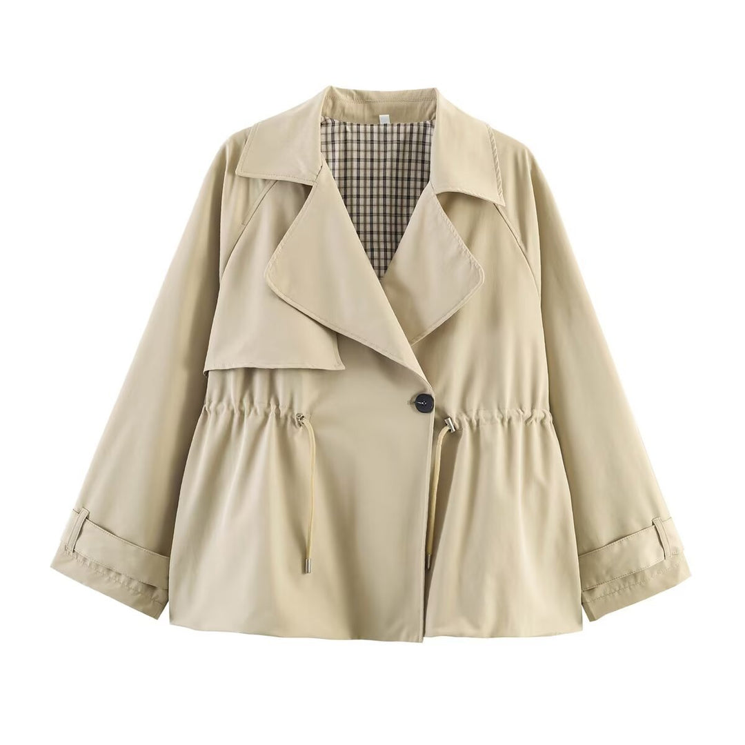 Damen Kurzer Trenchcoat mit Kordelzug-Taillierung Drune