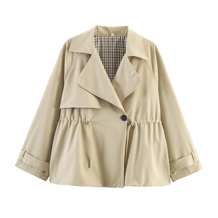 Damen Kurzer Trenchcoat mit Kordelzug-Taillierung Drune
