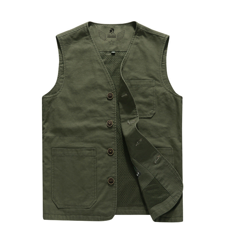 Herren Canvas-Utilityweste mit Netzfutter und Mehrfachtaschen Drune
