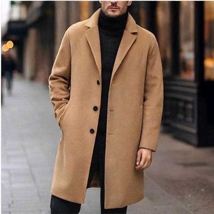Herren nan eleganter Wollmixmantel mit Reverskragen und geradem Schnitt Drune