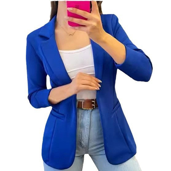 Damen eleganter, taillierter Blazer mit strukturiertem Stoff Drune