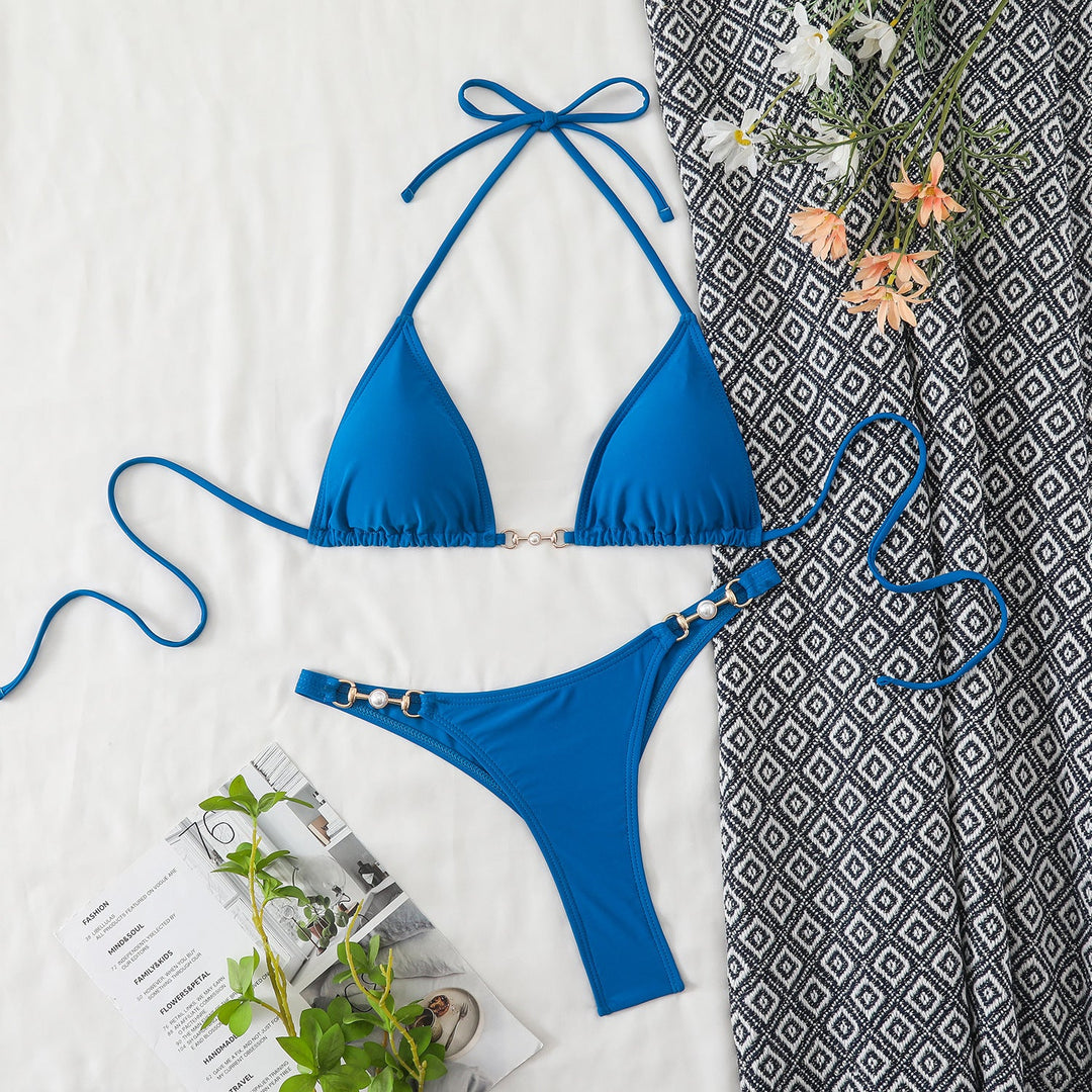 Damen Triangel-Bikini mit eleganten Goldakzenten Drune