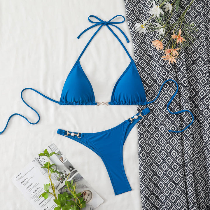 Damen Triangel-Bikini mit eleganten Goldakzenten Drune
