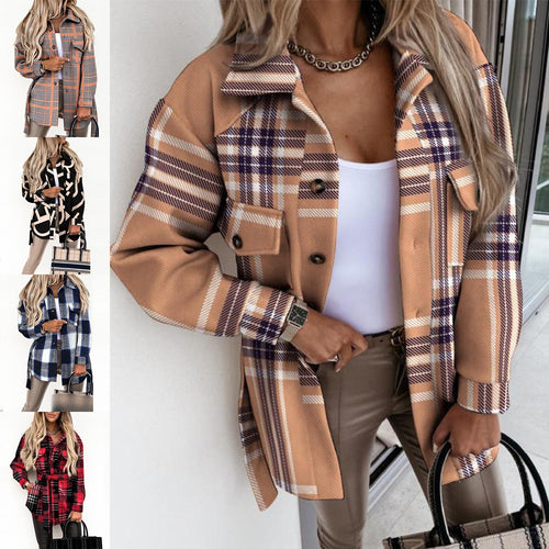 Damen Oversized Karo-Hemdenjacke aus weichem Material Drune
