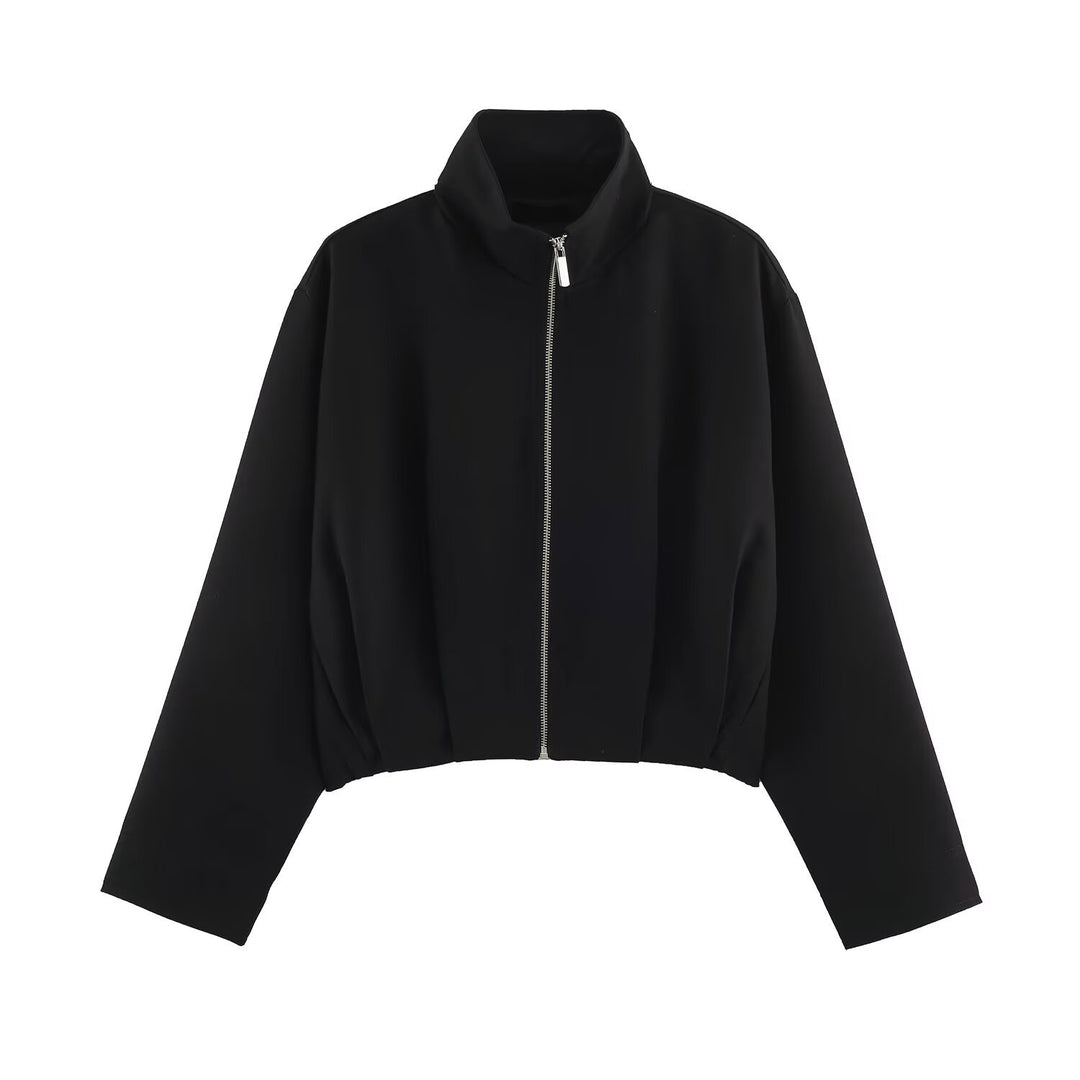 Damen Kurzblouson im Boxy‑Cut mit hohem Stehkragen und elastischem Saum Drune