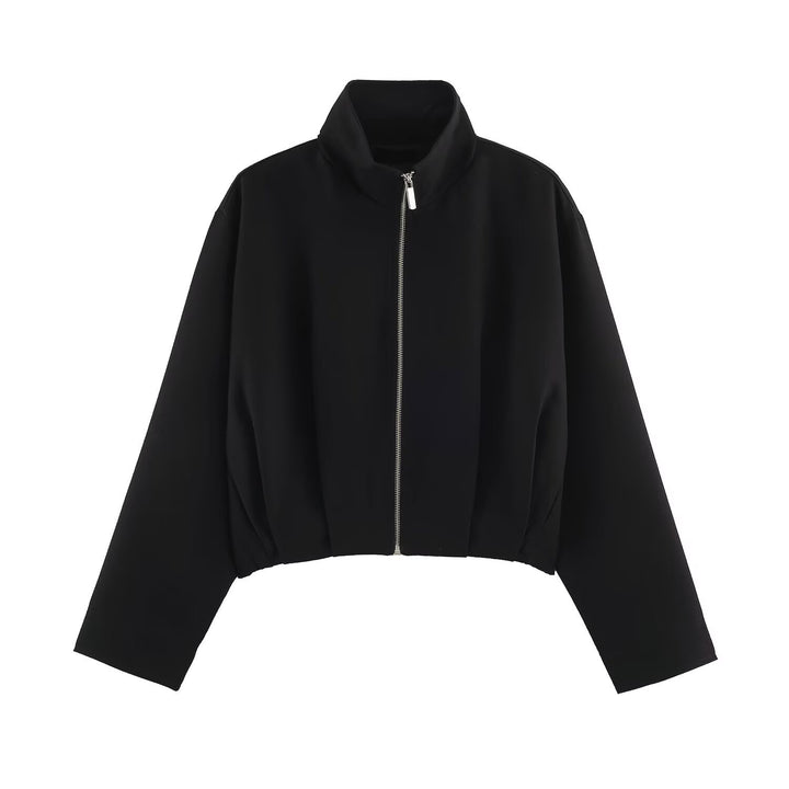 Damen Kurzblouson im Boxy‑Cut mit hohem Stehkragen und elastischem Saum Drune