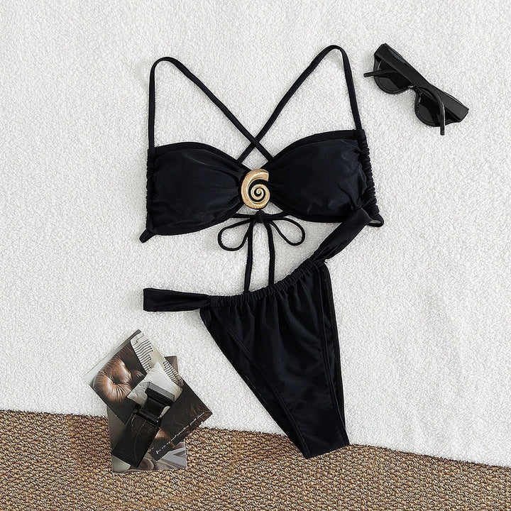 Damen Triangel-Bikini-Set mit dekorativem Ring Drune