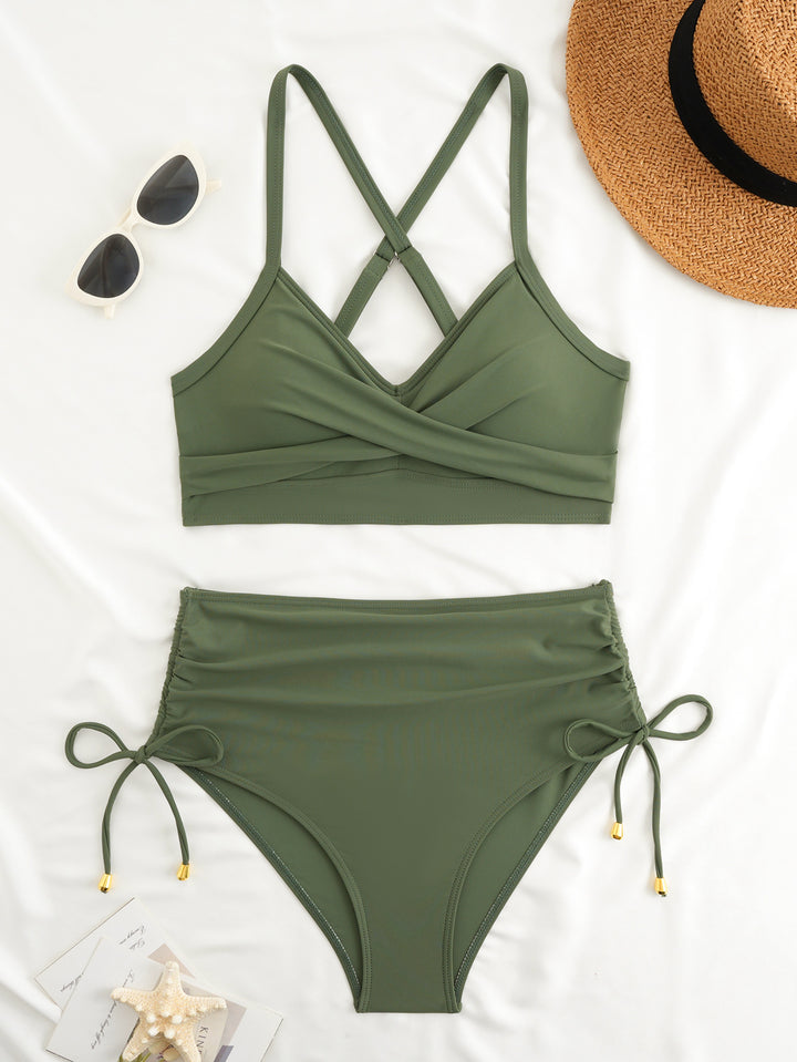 Damen Hochtailliertes Bikini-Set mit Wickeloberteil Drune