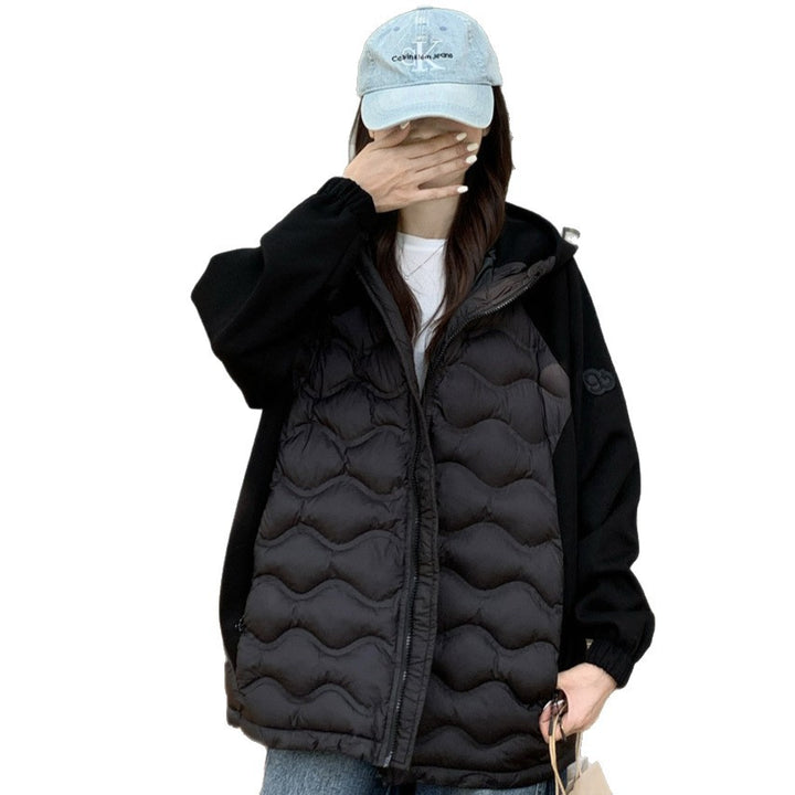 Damen Modische gesteppte Hybridjacke mit Kapuze und praktischen Taschen Drune