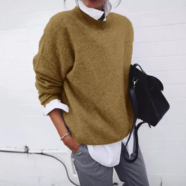 Damen Oversized Feinstrickpullover mit Stehkragen und abgesenkter Schulter Drune