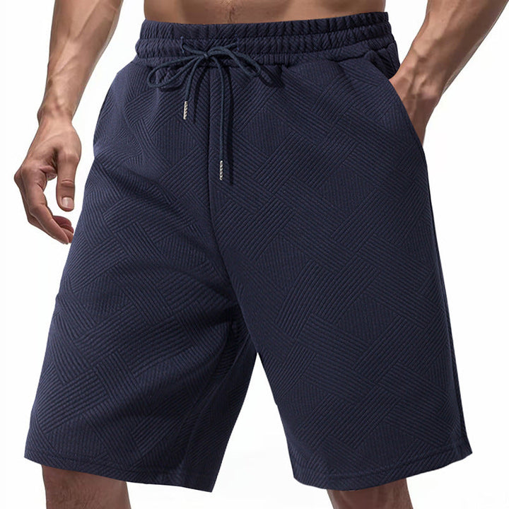 Herren nan knielange Textur-Badeshort mit elastischem Kordelbund und seitlichen Eingrifftaschen Drune