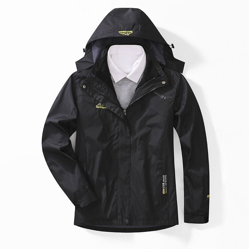 Herren zweilagige wasserdichte Outdoorjacke mit Fleecekragen und Kapuze Drune