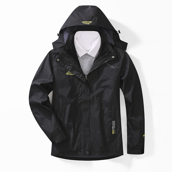 Herren zweilagige wasserdichte Outdoorjacke mit Fleecekragen und Kapuze Drune