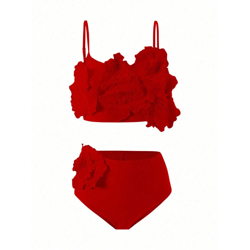 Damen Floral Bikini mit voluminösem Blüten-Design Drune