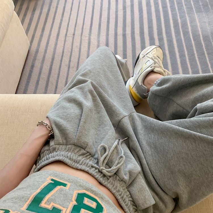Unisex nan lässige Jogginghose mit elastischem Bund und Kordelzug, weiches Fleece-Innenfutter, geräumige Hosentaschen Drune