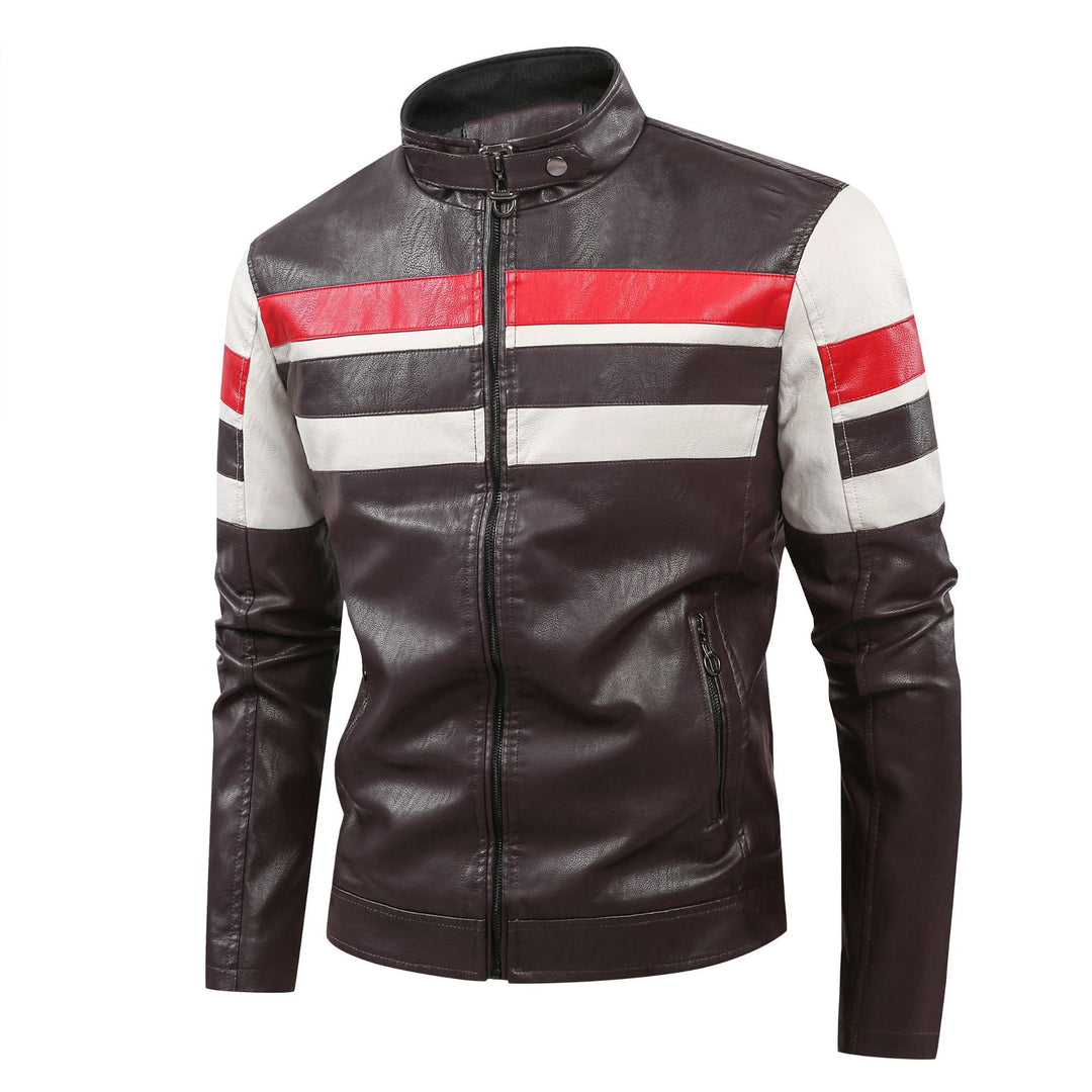 Herren Sportliche Kunstlederjacke mit Reißverschluss Drune