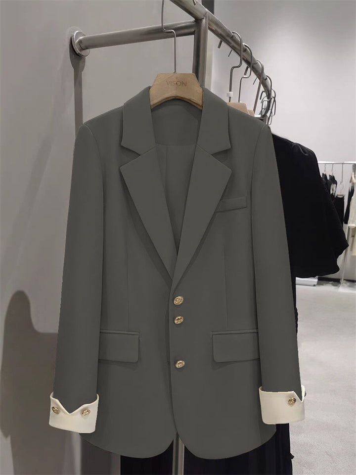 Damen Eleganter Blazer mit goldenen Knopfdetails Drune