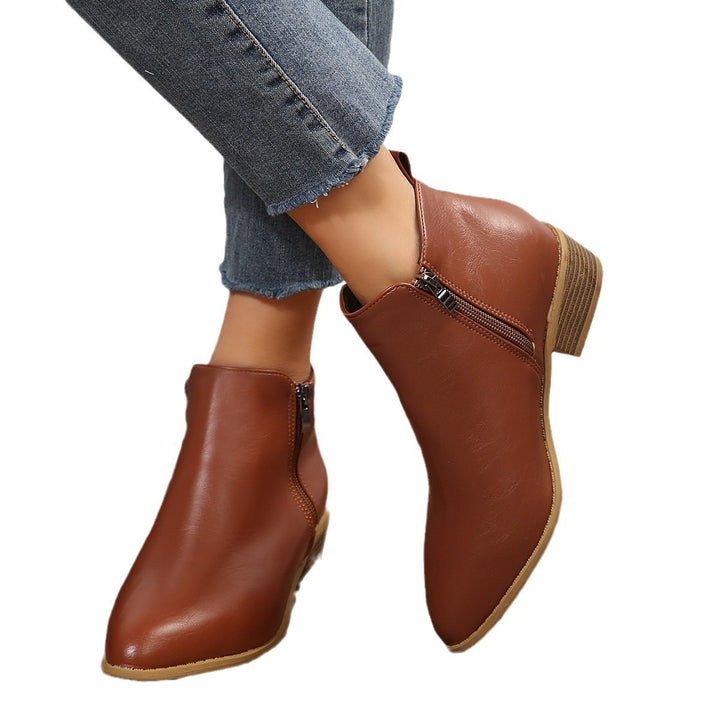 Damen nan schlanke Ankle-Boots mit seitlichem Reißverschluss, schmaler Spitzform und komfortablem Blockabsatz Drune