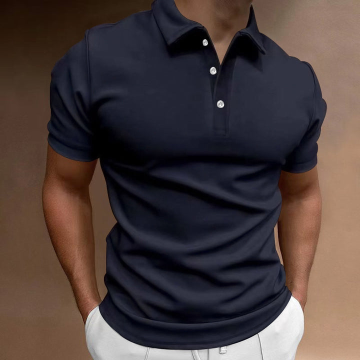 Herren nan schlank geschnittenes Stretch-Poloshirt mit Kentkragen und elastischem Saum Drune