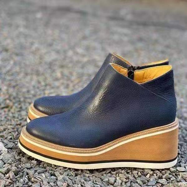 Damen nan Keilabsatz-Stiefelette mit verstecktem Plateau und elastischen Einstiegsleisten Drune