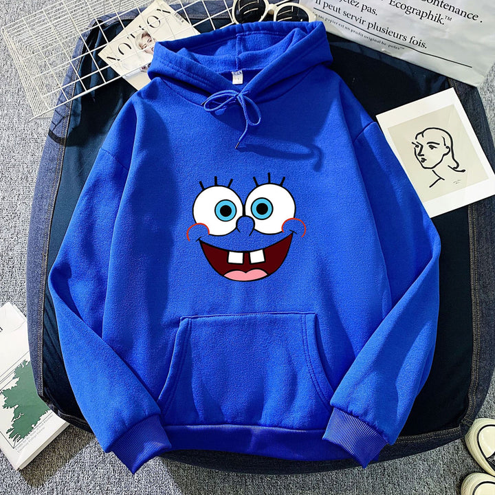 Damen nan Kapuzenpullover mit verspieltem Monstergesicht, Bandagen-Applikation und Kängurutasche Drune