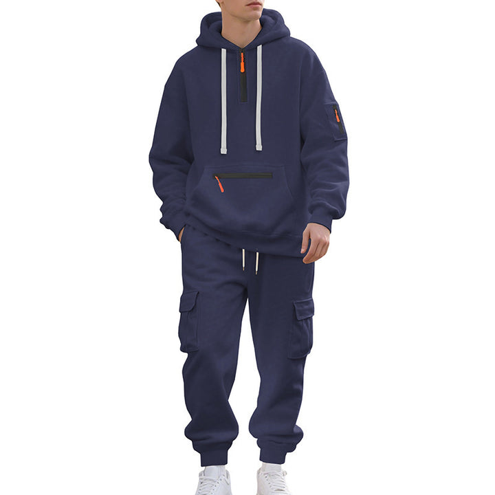 Herren nan Urbaner Cargo-Jogginganzug mit Kapuzenhoodie und Reißverschlusstaschen Drune