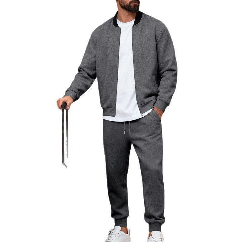 Herren nan sportlicher Freizeitanzug aus weicher Baumwollmischung mit Reißverschlussjacke und elastischer Jogginghose Drune
